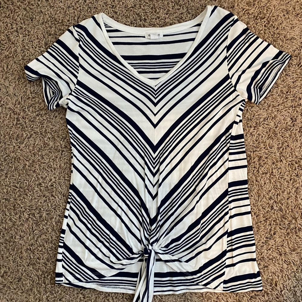 Navy and white striped top